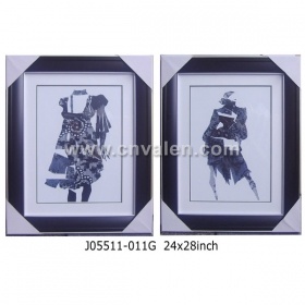 Moldura de colagem de quadro preto com exposição de tapete três pinturas 